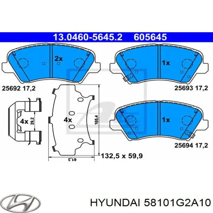 Купити 58101G2A10 Hyundai/Kia Колодки гальмівні передні, дискові