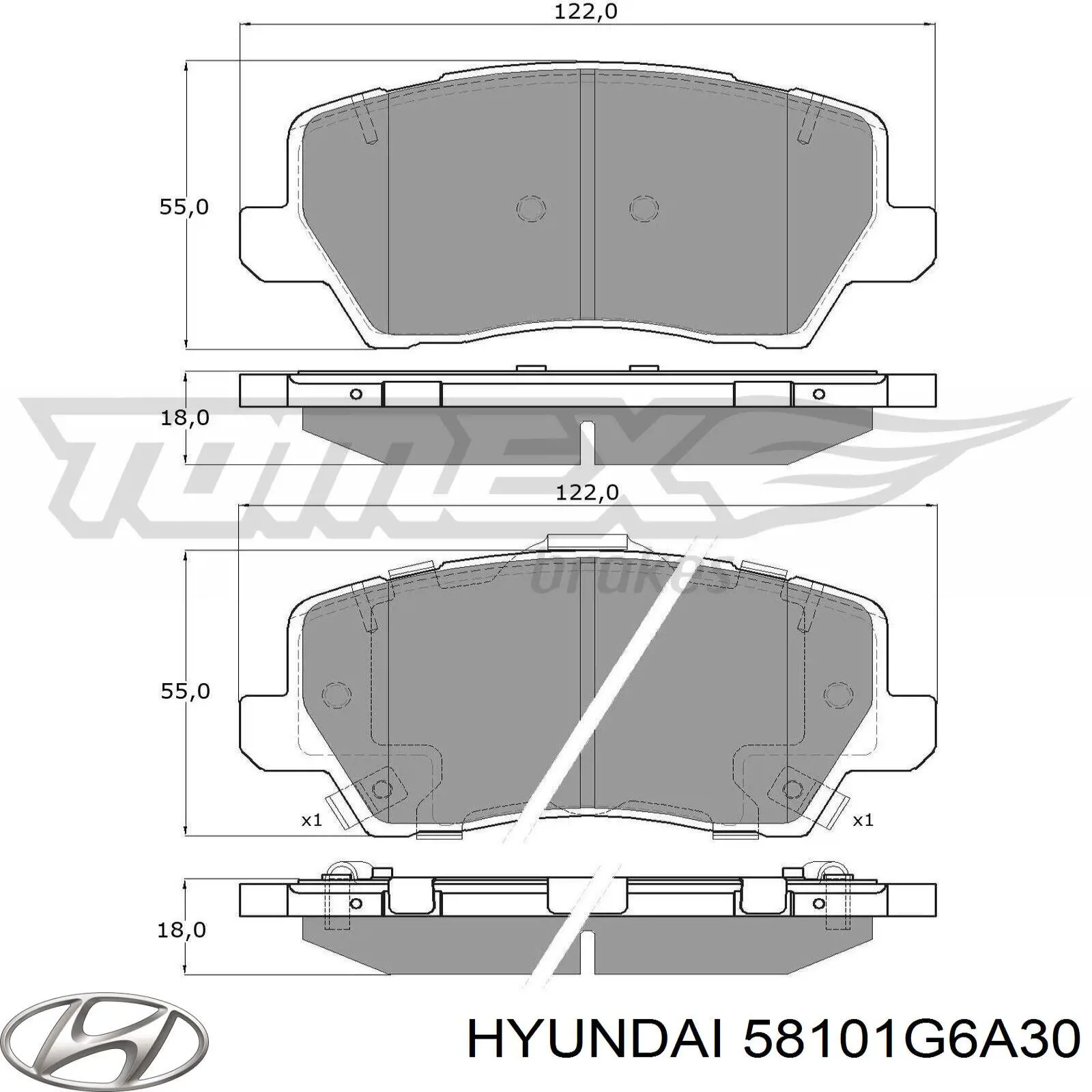 Передні тормозні колодки 58101G6A30 Hyundai/Kia