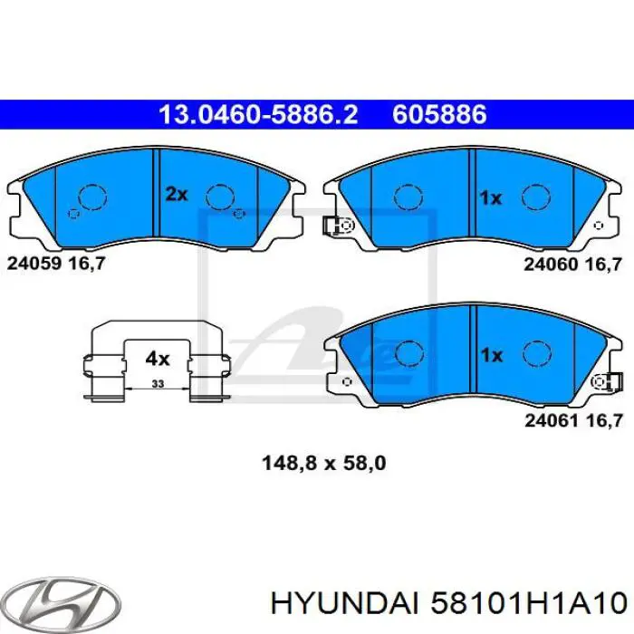 Колодки гальмівні передні, дискові 58101H1A10 Hyundai/Kia