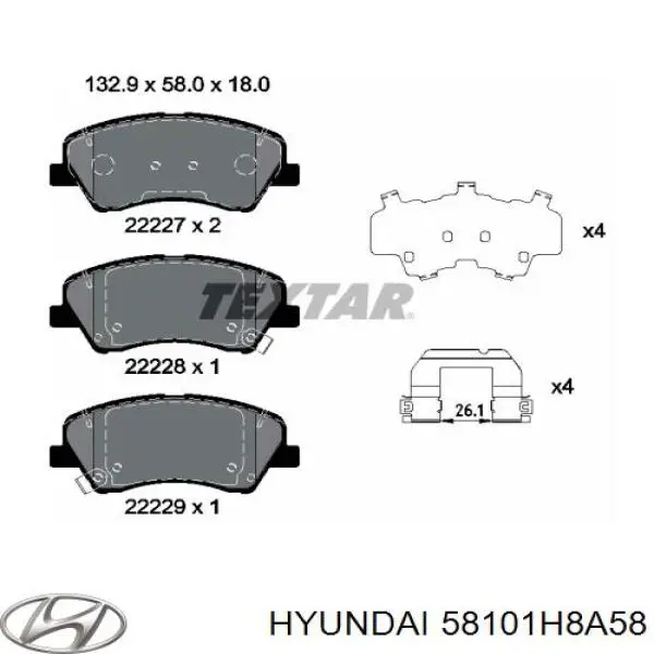 Гальмівні колодки Hyundai/Kia 58101H8A58 ціна, від 23.99 USD