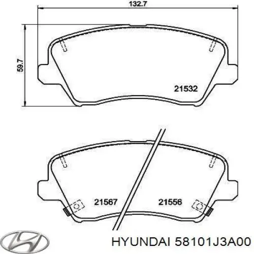 Купити 58101J3A00 Hyundai/Kia Колодки гальмівні передні, дискові