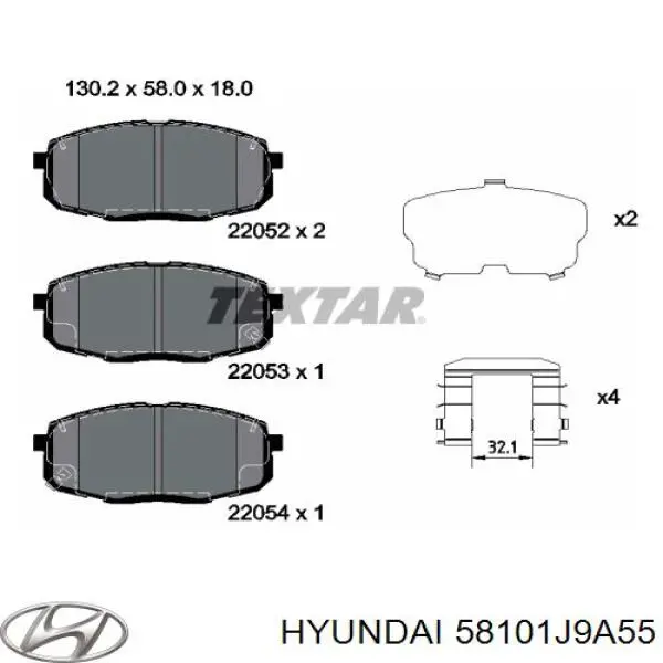 Колодки гальмівні передні, дискові 58101J9A55 Hyundai/Kia