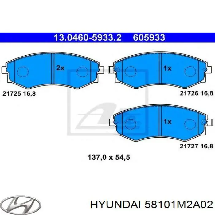 58101M2A02 Hyundai/Kia колодки гальмівні передні, дискові