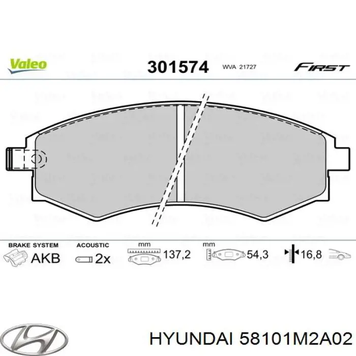 Купити 58101M2A02 Hyundai/Kia Колодки гальмівні передні, дискові
