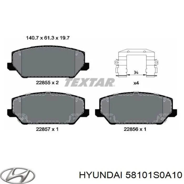 Купити 58101S0A10 Hyundai/Kia Колодки гальмівні передні, дискові