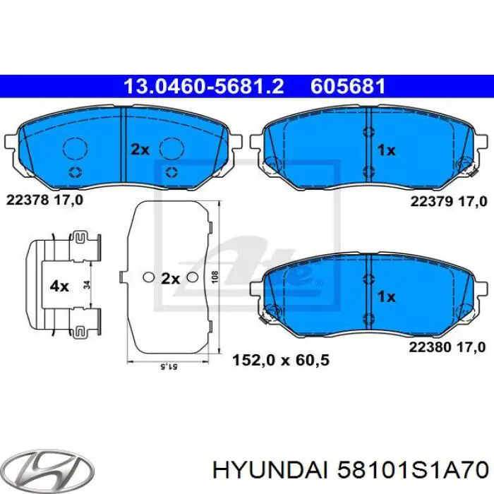 Гальмівні колодки Hyundai/Kia 58101S1A70 ціна, від 33.01 USD