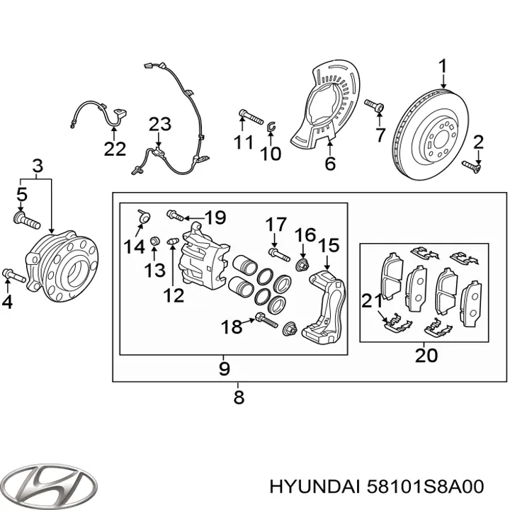 Колодки гальмівні передні, дискові на Hyundai Palisade 