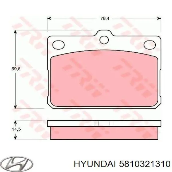 Колодки гальмівні передні, дискові 5810321310 Hyundai/Kia