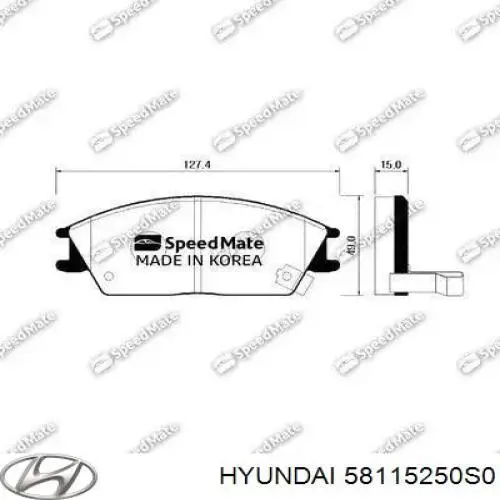 58115250S0 Hyundai/Kia колодки гальмівні передні, дискові