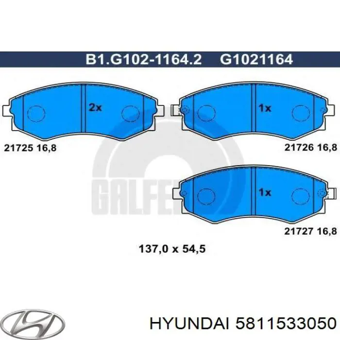 5811533050 Hyundai/Kia колодки гальмівні передні, дискові