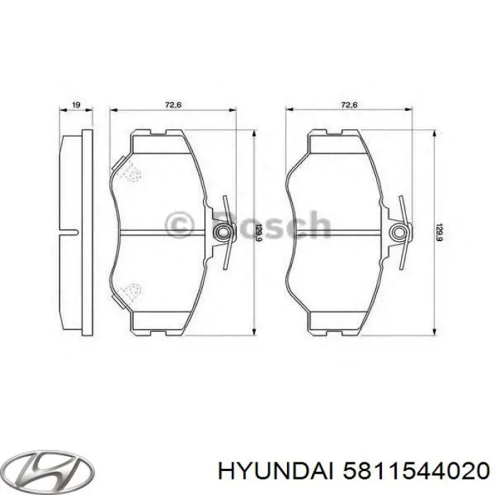 5811544020 Hyundai/Kia колодки гальмівні передні, дискові