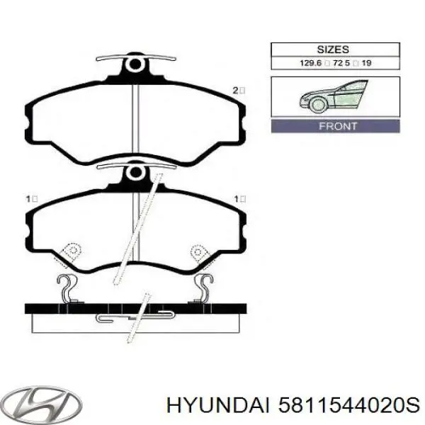 5811544020S Hyundai/Kia колодки гальмівні передні, дискові