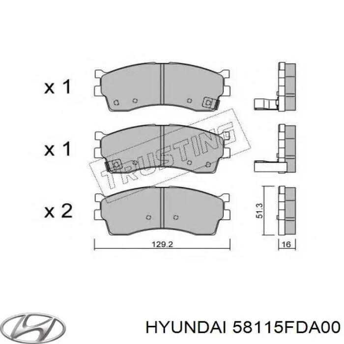 58115FDA00 Hyundai/Kia Передні гальмівні колодки