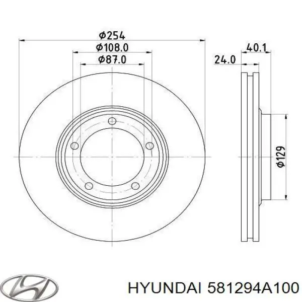 Гальмівні диски передні 581294A100 Hyundai/Kia