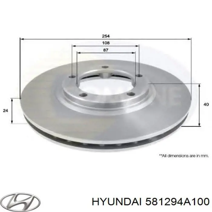 581294A100 Hyundai/Kia Гальмо дискове переднє