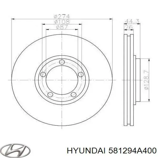 Купити 581294A400 Hyundai/Kia Ротор гальмівний