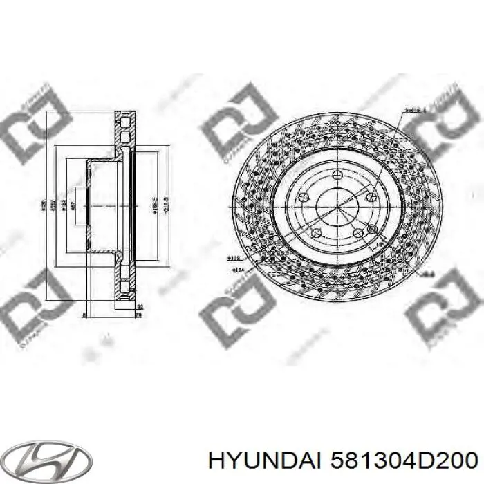 Супорт гальмівний, передній, правий Hyundai/Kia 581304D200