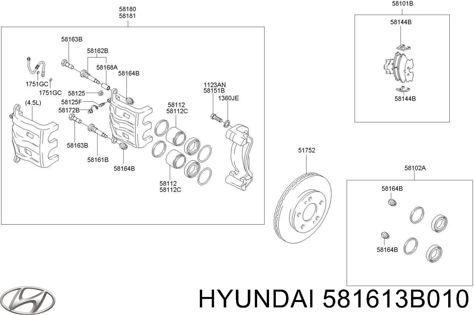 Купити 581613B010 Hyundai/Kia Направляюча супорту переднього, нижня