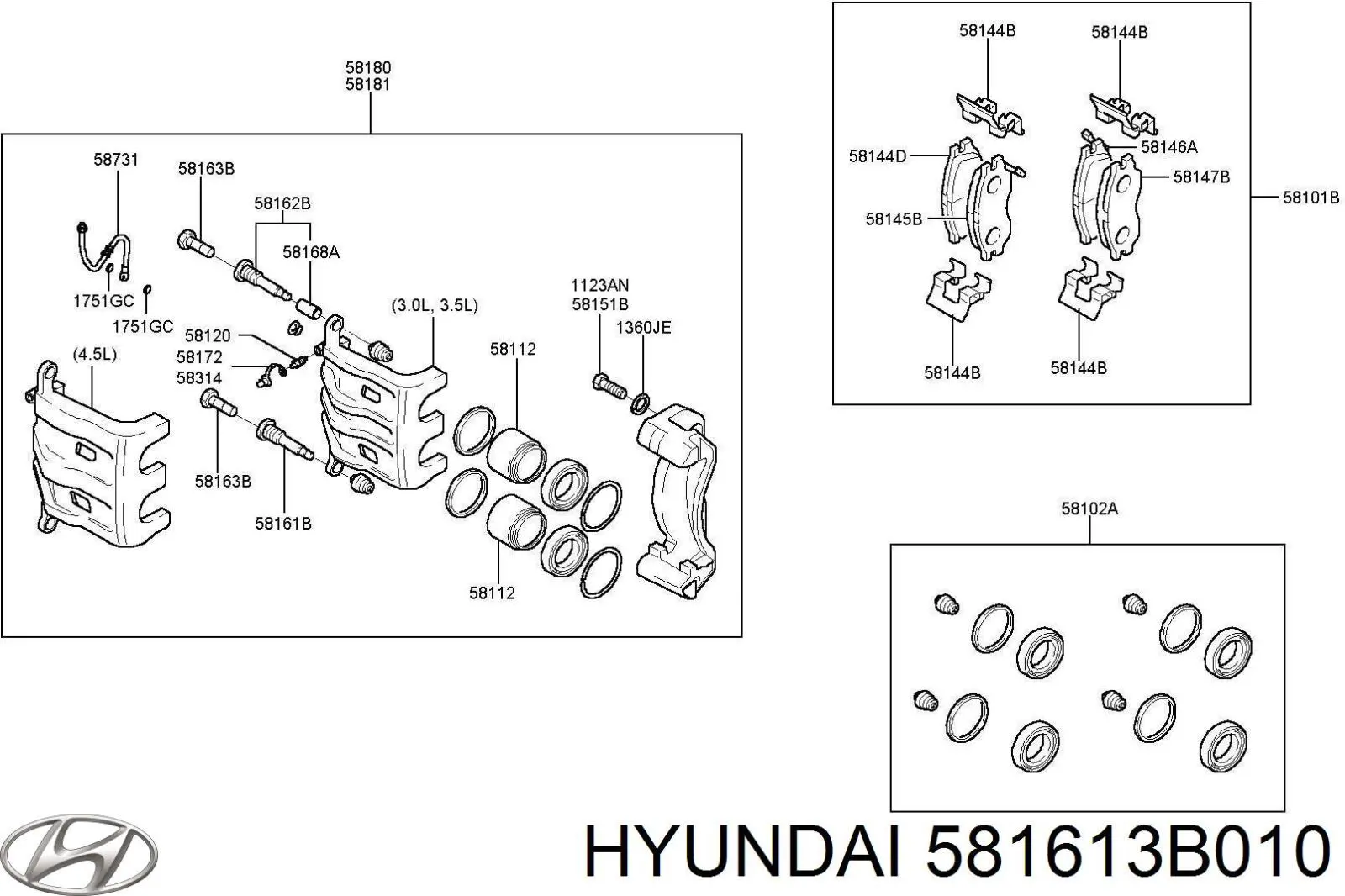 581613B010 Hyundai/Kia направляюча супорту переднього, нижня