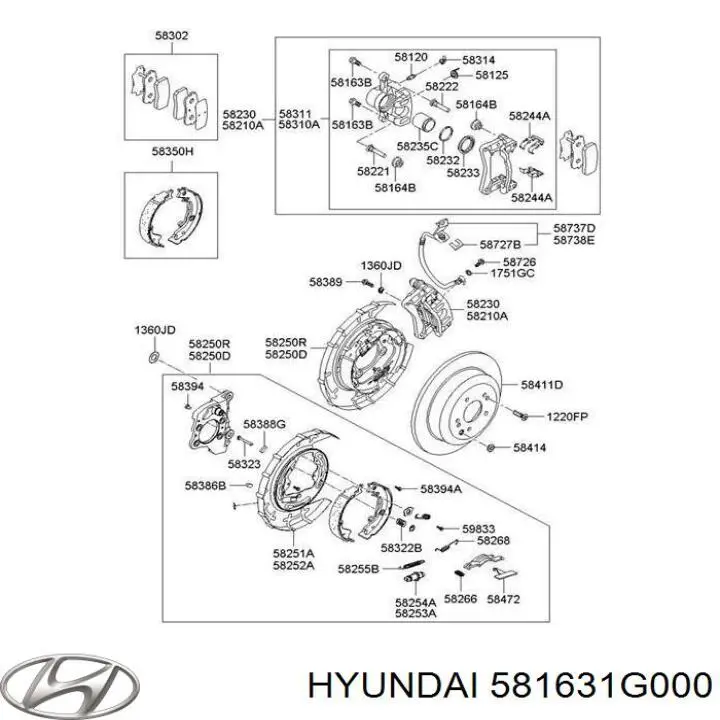 581631G000 Hyundai/Kia ремкомплект супорту гальмівного переднього