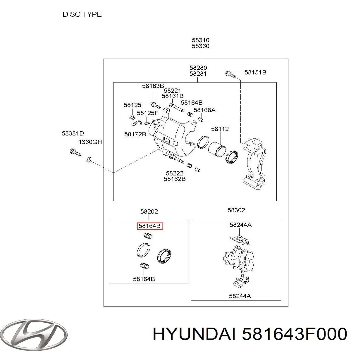 581643F000 Hyundai/Kia ремкомплект супорту гальмівного переднього