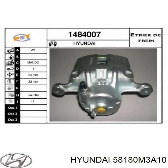 Купити 5818029A10 Hyundai/Kia Супорт гальмівний передній лівий