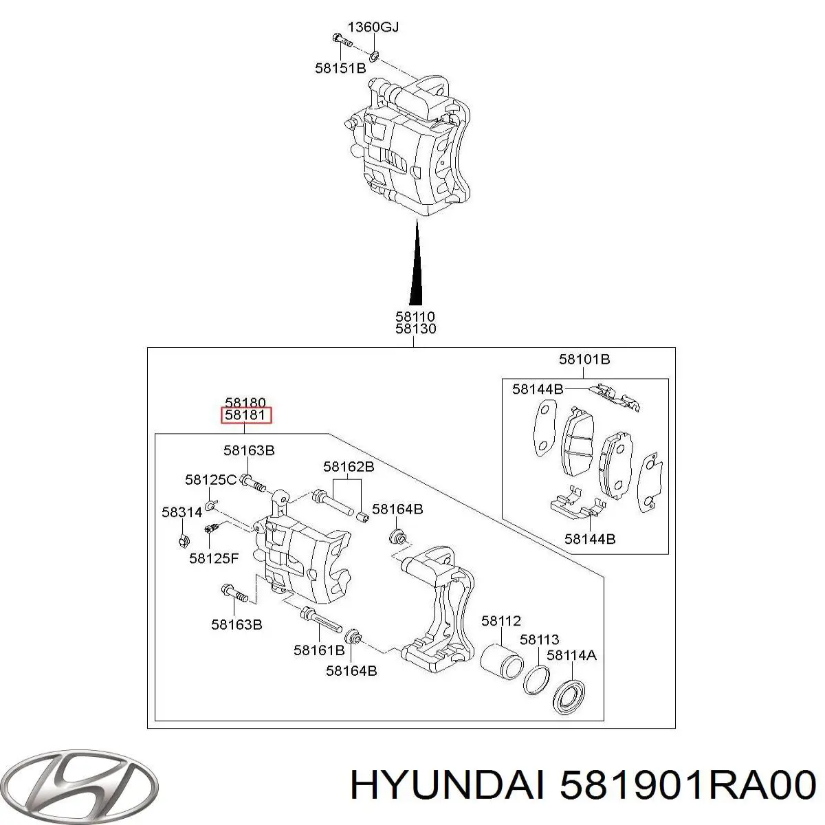 Супорт гальмівний передній правий Hyundai/Kia 581901RA00 ціна, від 31.66 USD