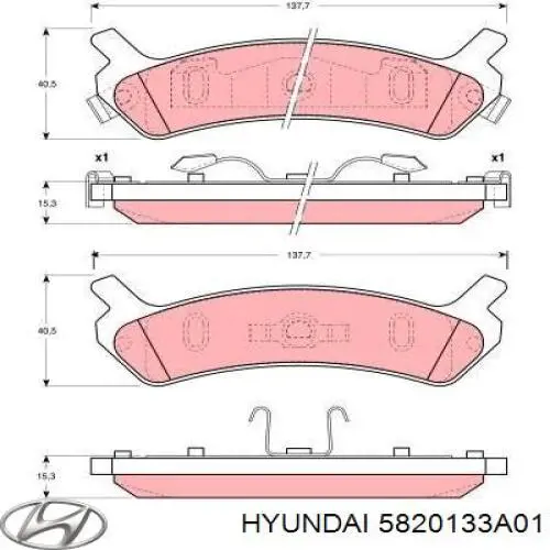 Колодки гальмові задні, дискові 5820133A01 Hyundai/Kia