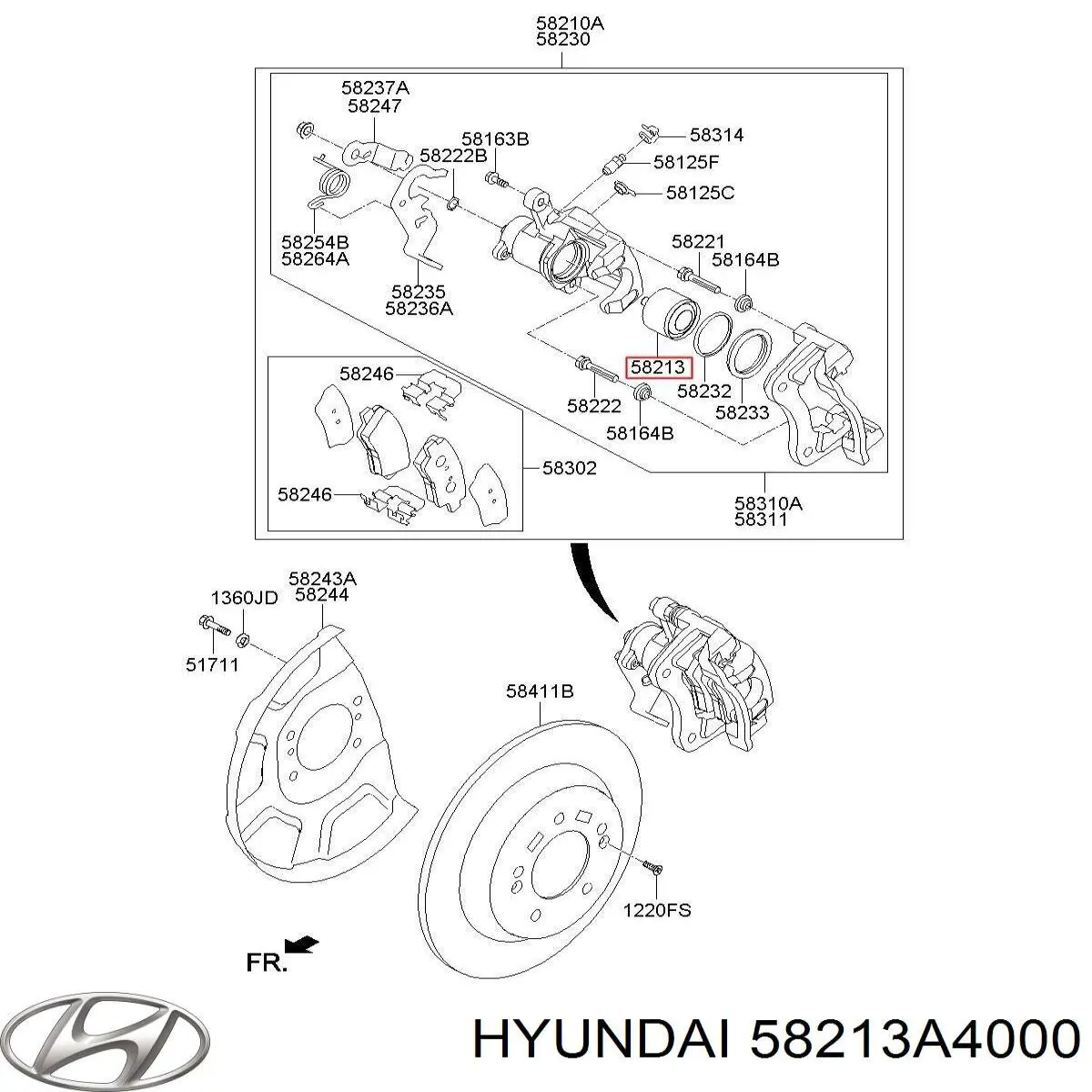 58213A4000 Hyundai/Kia Поршень супорта гальмівного, заднього