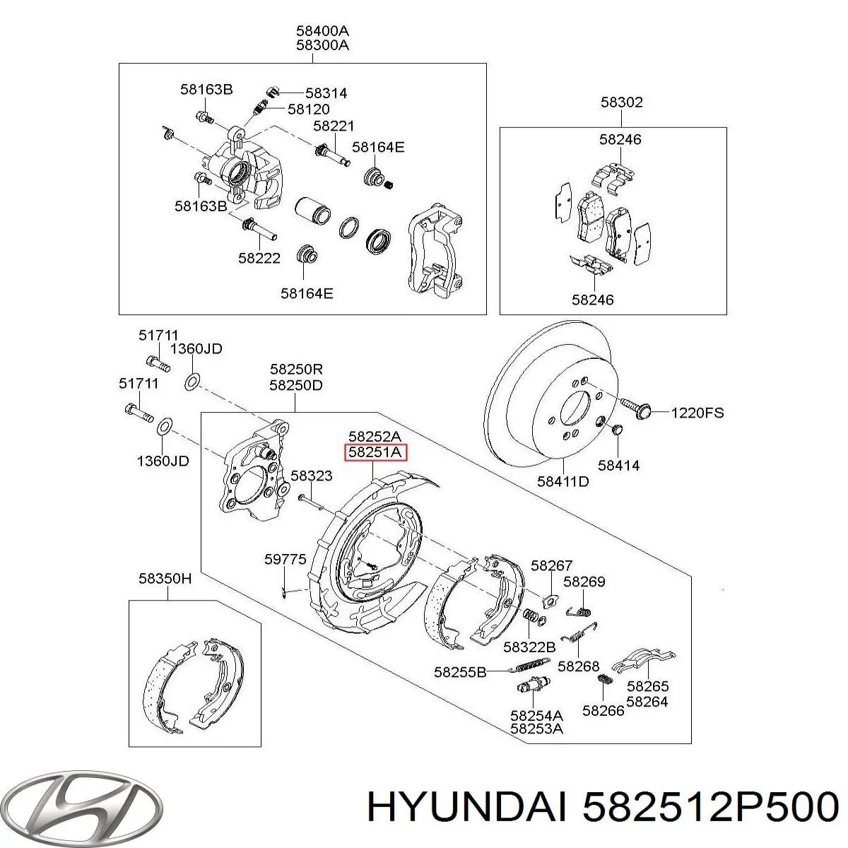 Купити 582512P500 Hyundai/Kia Захист гальмівного диска заднього, лівого