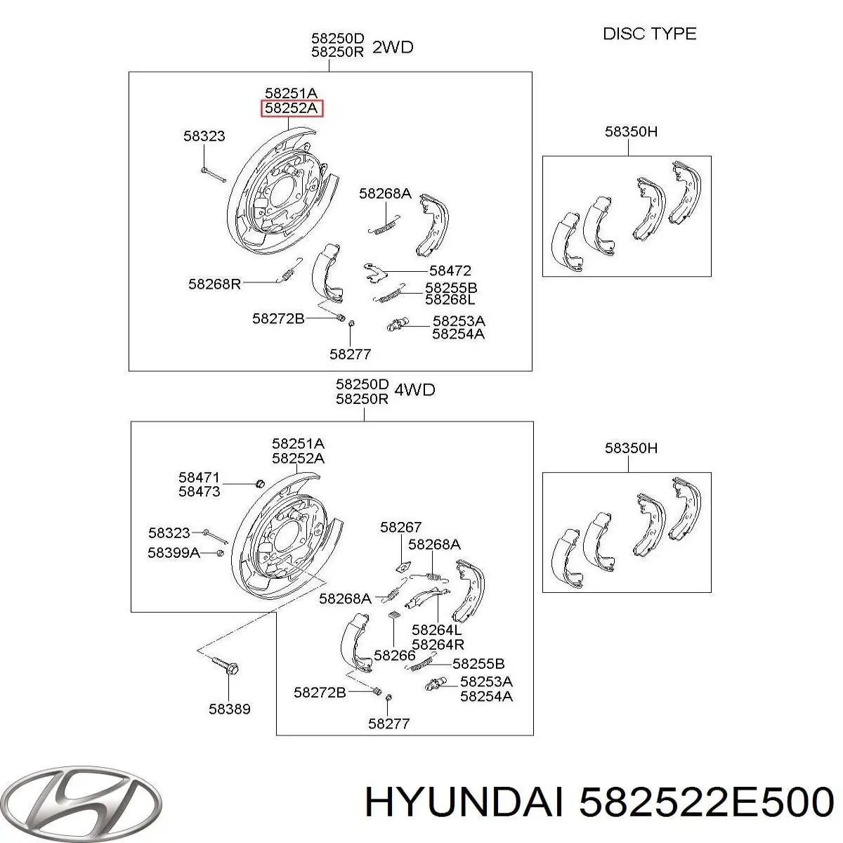 Диск опорний, заднього гальм. барабана, правий Hyundai/Kia 582522E500 ціна, від 117.71 USD