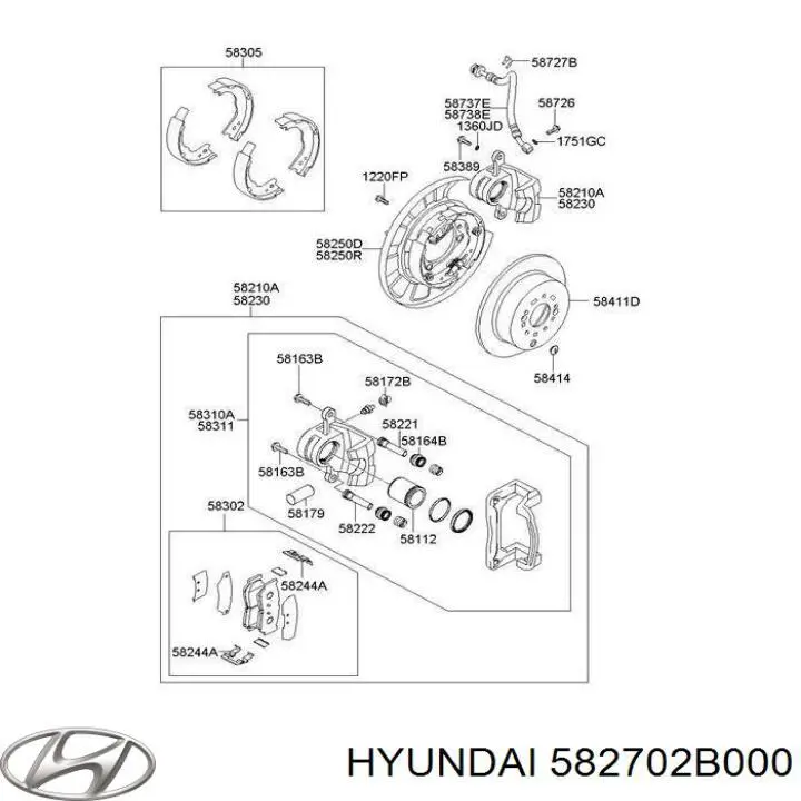 Диск опорний, заднього гальм. барабана, правий Hyundai/Kia 582702B000 ціна, від 12.57 USD
