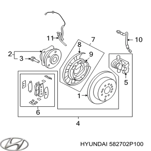 Колодки ручника / стоянкового гальма Hyundai/Kia 582702P100 ціна, від 63.33 USD
