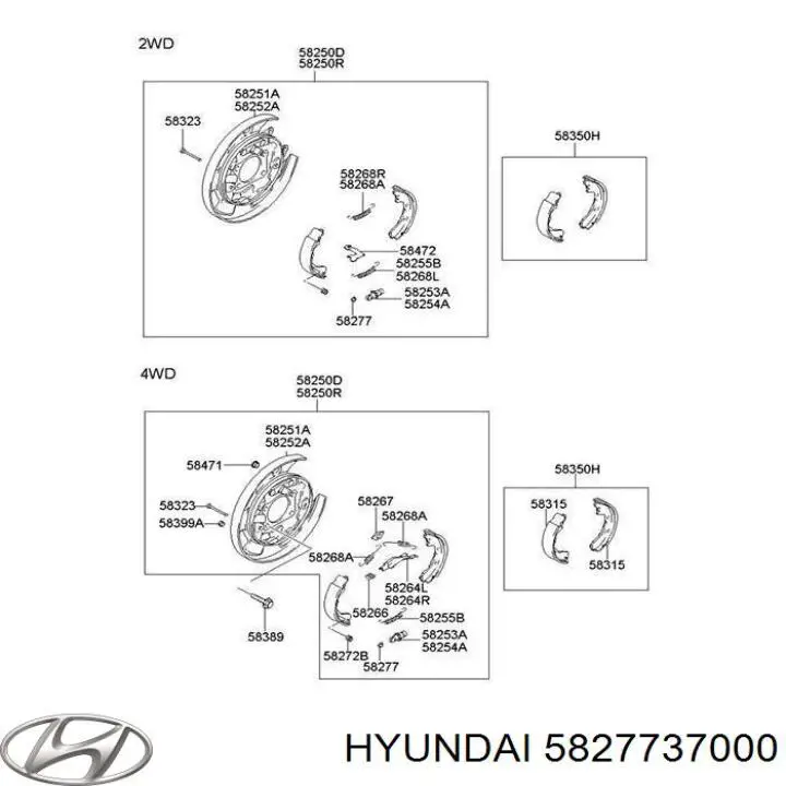 Ремкомплект стоянкового гальма Hyundai Tucson (JM) (Хендай Таксон)