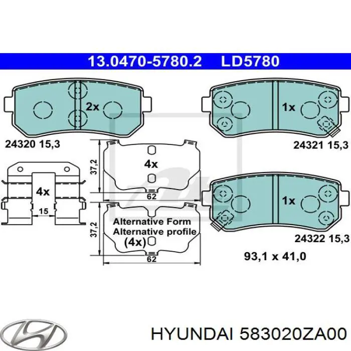 Задні гальмівні колодки Hyundai/Kia 583020ZA00 ціна, від 16.85 USD