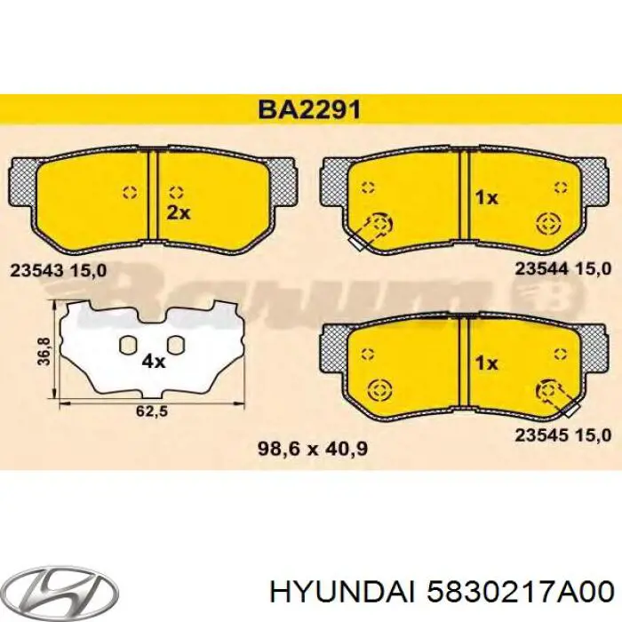 Купити 5830217A00 Hyundai/Kia Задні колодки