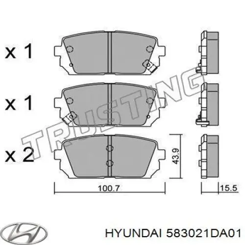 583021DA01 Hyundai/Kia колодки гальмові задні, дискові