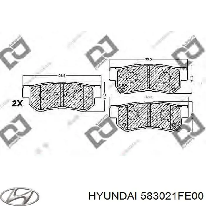 Задні гальмівні колодки 583021FE00 Hyundai/Kia