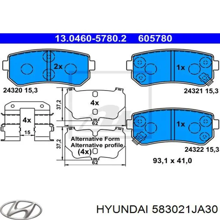 Колодки гальмові задні, дискові 583021JA30 Hyundai/Kia