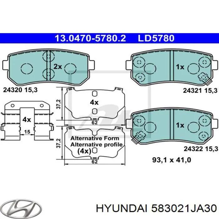 Задні гальмівні колодки Hyundai/Kia 583021JA30 ціна, від 17.11 USD