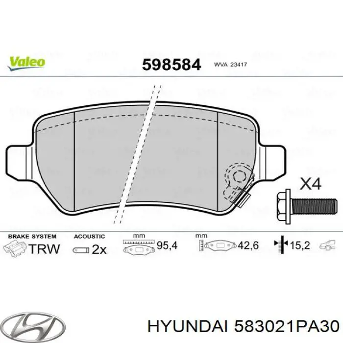 Купити 583021PA30 Hyundai/Kia Задні колодки