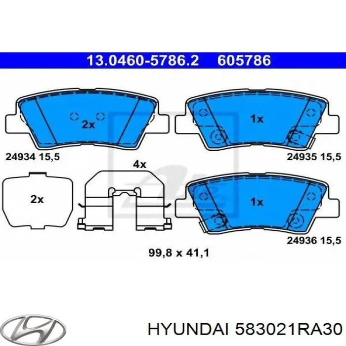 Задні дискові колодки Hyundai/Kia 583021RA30