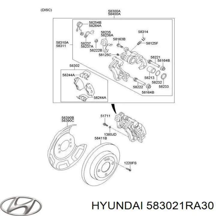 Задні гальмівні колодки 583021RA30 Hyundai/Kia