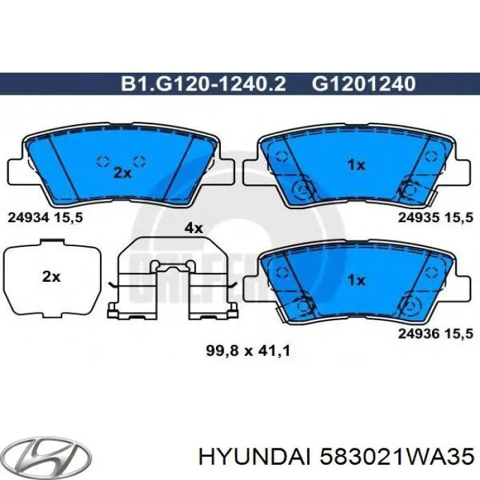 583021WA35 Hyundai/Kia колодки гальмові задні, дискові