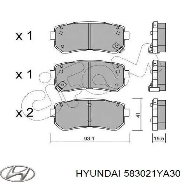 583021YA30 Hyundai/Kia колодки гальмові задні, дискові