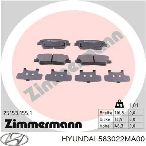 Задні гальмівні колодки Hyundai/Kia 583022MA00 ціна, від 16.71 USD