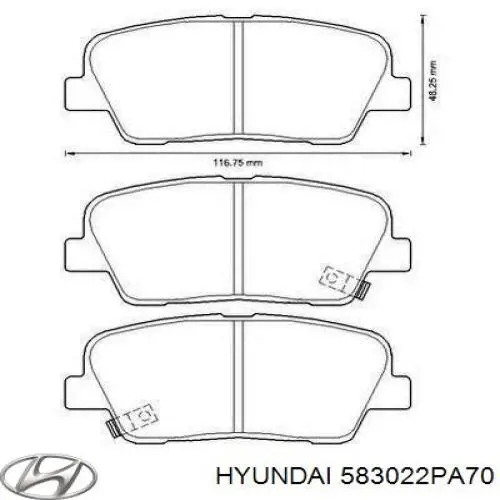 Задні гальмівні колодки 583022PA70 Hyundai/Kia