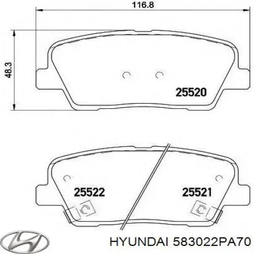 583022PA70 Hyundai/Kia Колодки гальмівні задні, дискові