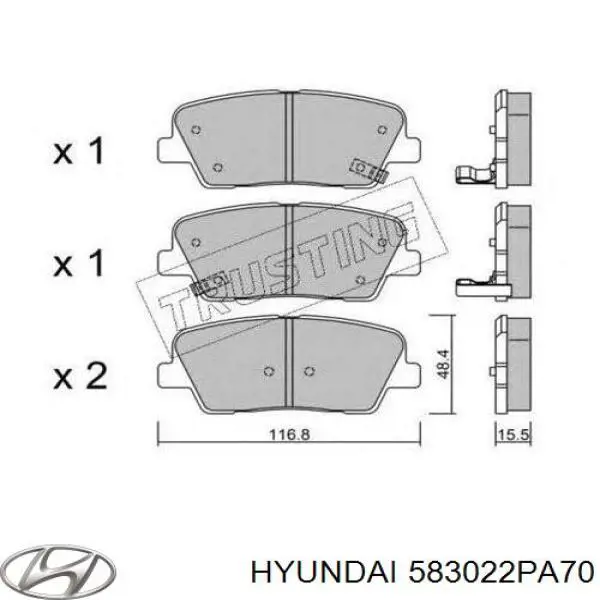 Задні гальмівні колодки Hyundai/Kia 583022PA70 ціна, від 19.06 USD