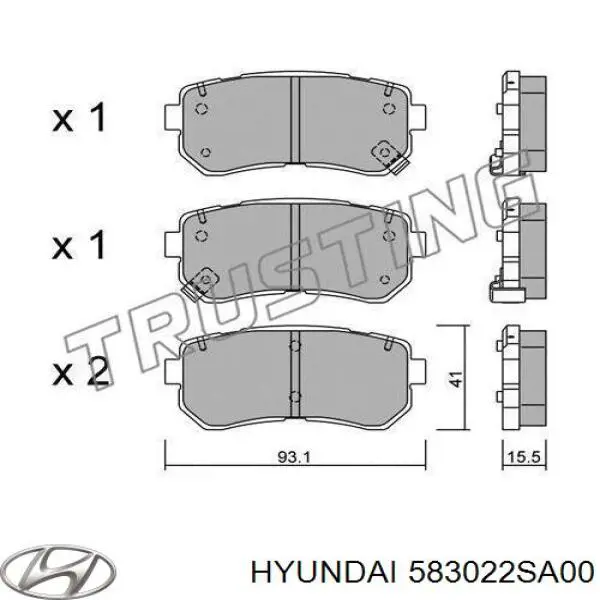 Задні гальмівні колодки Hyundai/Kia 583022SA00 ціна, від 16.34 USD